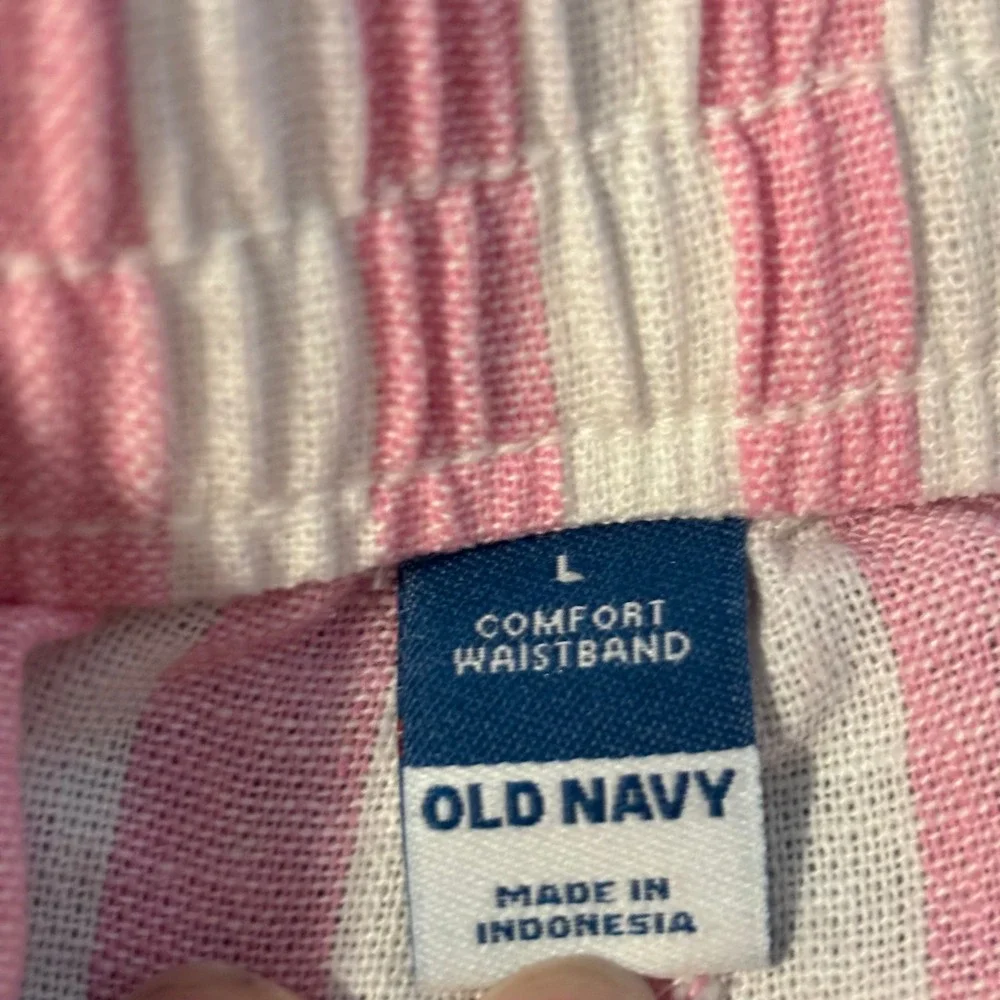 Old Navy Shorts Womens Coastal Pink White Striped Linen Blend Large Boho 21302